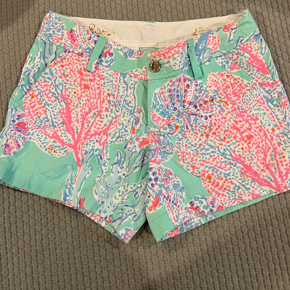 Colorful Coral Print Shorts